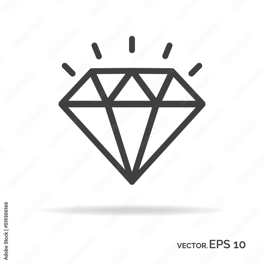 Brilliant outline icon black color isolated on white background Brilliant outline icon black color isolated on white background