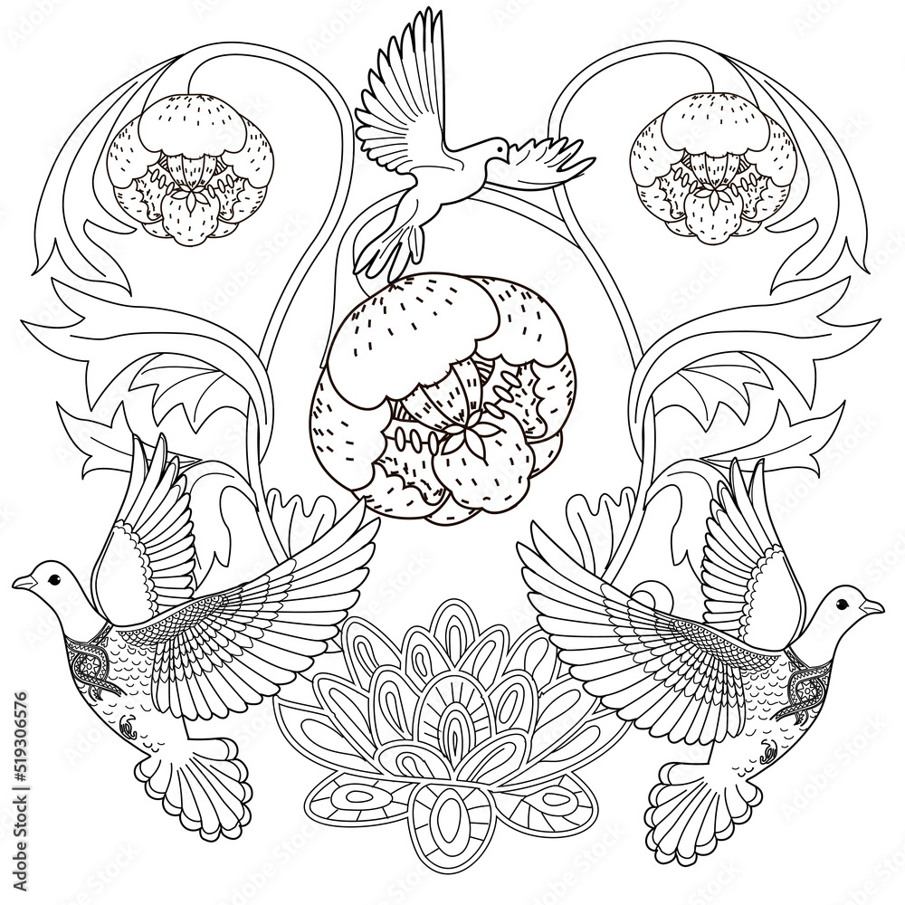 art-therapy-coloring-page-dove-in-vintage-style-dove-is-a-symbol-of