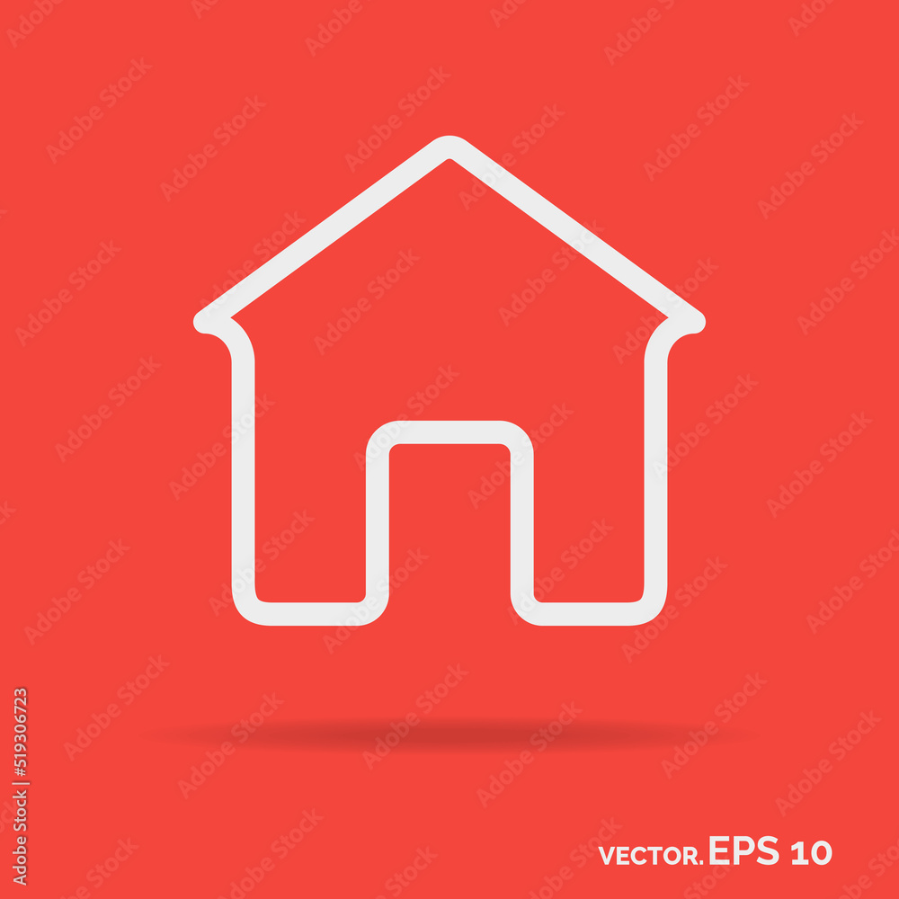 House outline icon white color isolated on red background House outline icon white color isolated on red background