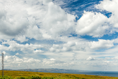 Gorgeous landscape of the Kola Peninsula, Russia. View of the tundra beyond the Arctic Circle in summer.