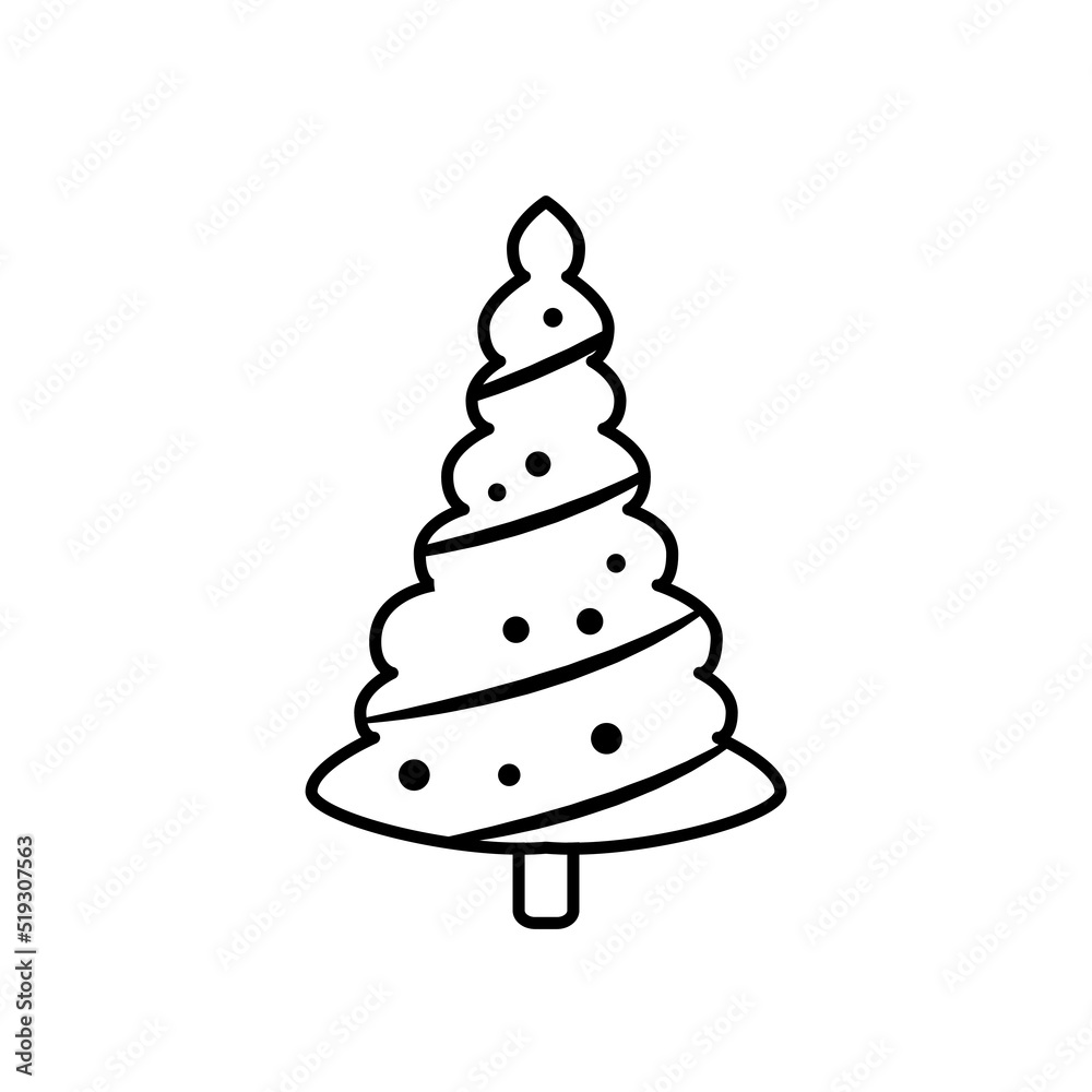Fir tree black line icon. Pine illustration isolated on white background. Outline simple vector drawing. Abstract fir tree illustration. Winter line icon Fir tree black line icon. Pine illustration isolated on white background. Outline simple vector drawing. Abstract fir tree illustration. Winter line icon
