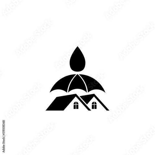 Waterproof house logo. Waterproofing home icon isolated on white background