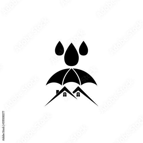 Waterproof house logo. Waterproofing home icon isolated on white background