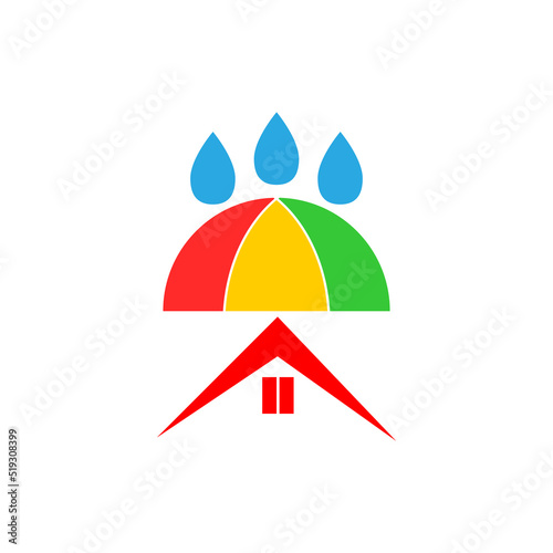 Waterproof house logo. Waterproofing home icon isolated on white background