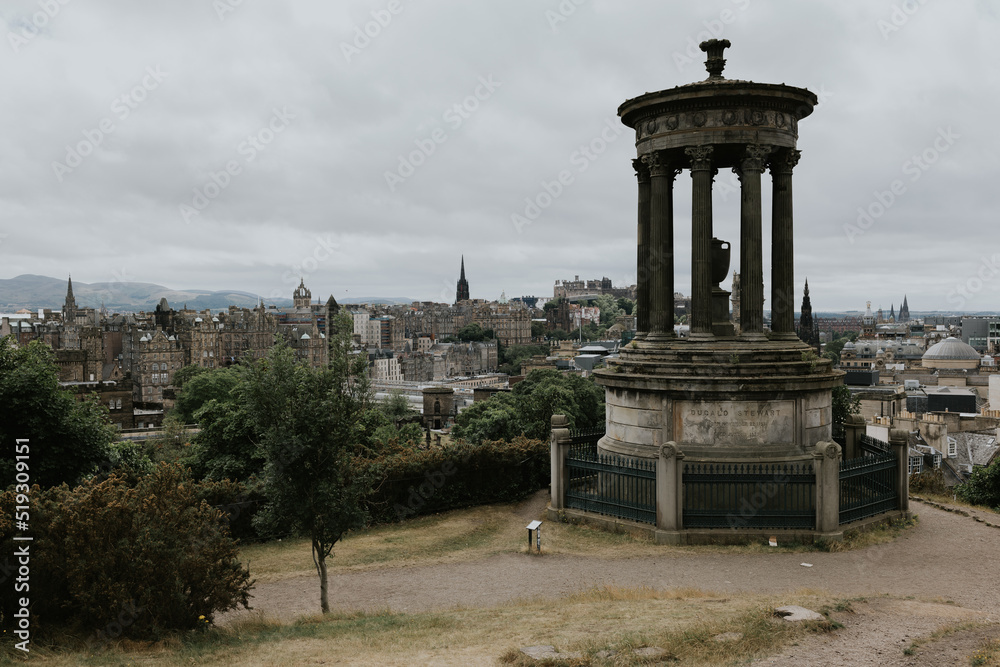 Edinburgh from Calton Hill – Dugald Stewart Monument in the foreground 