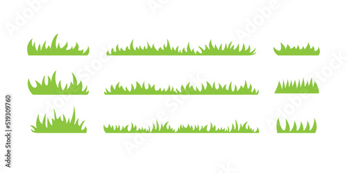 Set of flat grass elements illustration photo