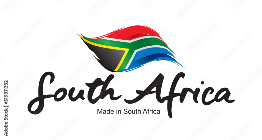 Made in South Africa new handwritten flag ribbon typography lettering