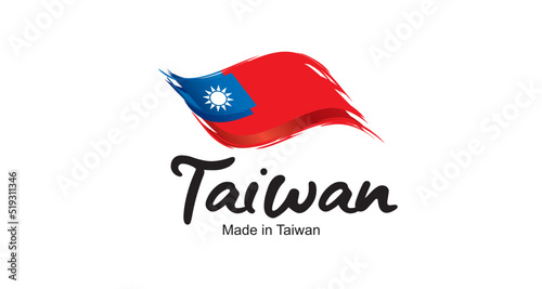 Made in Taiwan new handwritten flag ribbon typography lettering logo label banner