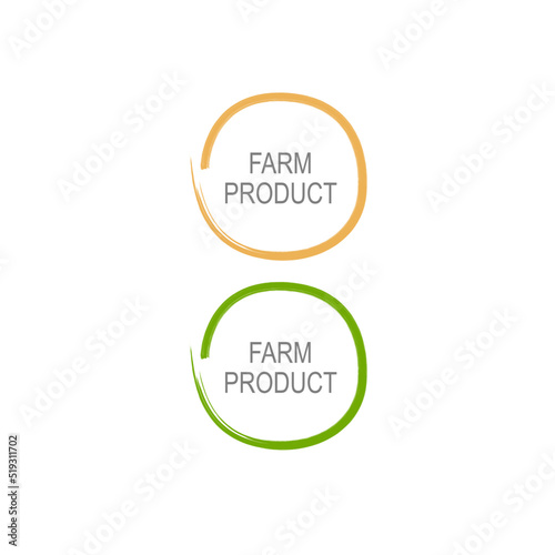 FARM PRODUCT CIRCLE COLORFUL BADGES ( VANILLA, GREEN ) ISOLATED ON WHITE