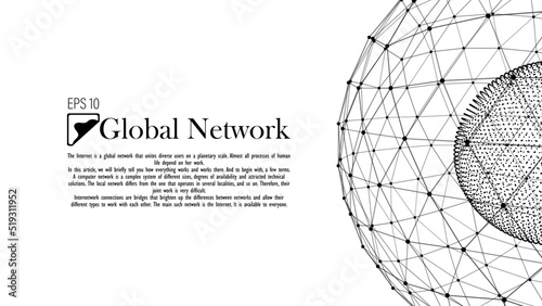 Connection to the global network. Abstract white vector background of dots and lines. The concept of big data, digital technologies, science and information technology development.