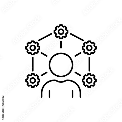 Ability Line Icon. Job Employee Training Talent Skill Linear Pictogram. Capability Social Increase Expertise Outline Icon. Management Efficiency. Editable Stroke. Isolated Vector Illustration