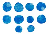Watercolor round spots. Blue watercolor stains. Texture watercolor. 