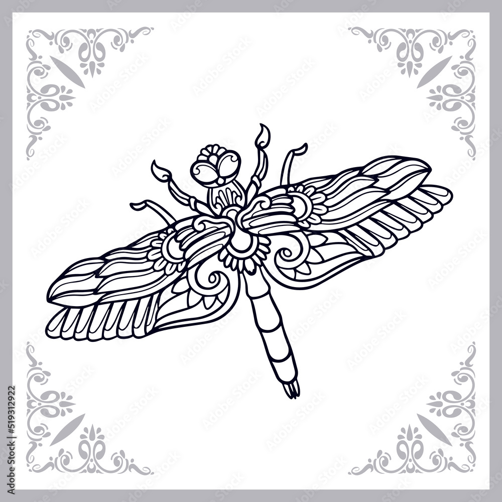 Dragonfly zentangle arts isolated on white background Dragonfly zentangle arts isolated on white background