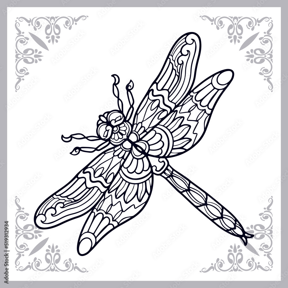 Dragonfly zentangle arts isolated on white background Dragonfly zentangle arts isolated on white background