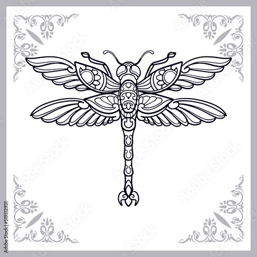 Dragonfly zentangle arts isolated on white background