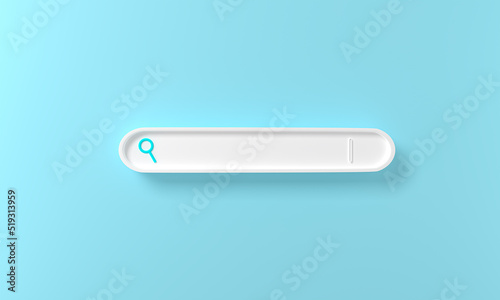 illustration of minimal blank search bar on blue background. web concept. 3d rendering. Search bar design element Bar for UI. 3D bar Browser button for website and UI design.