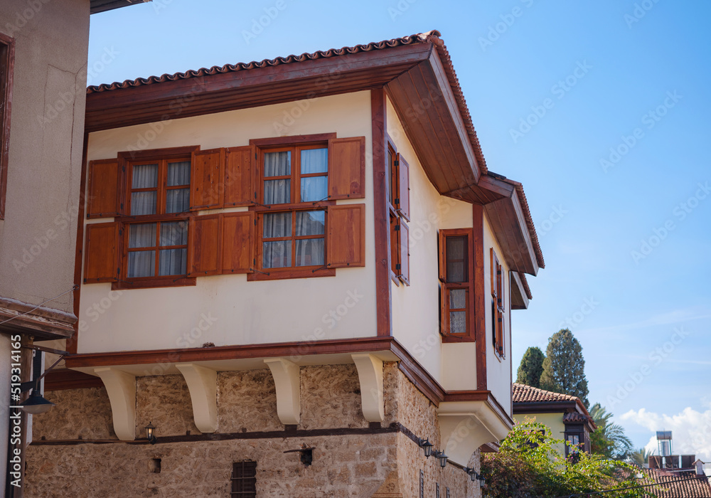 travel to turkey, old town Kaleci. district street view, in Antalya. popualr resort city for tourists.