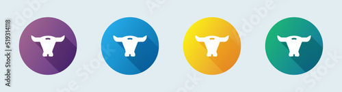 Bull solid icon in flat deisgn style. Strength and perseverance signs vector illustration.