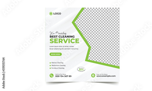 Home cleaning service social media instagram post template and Commercial and residential cleaning service promotion banner, office cleaning service