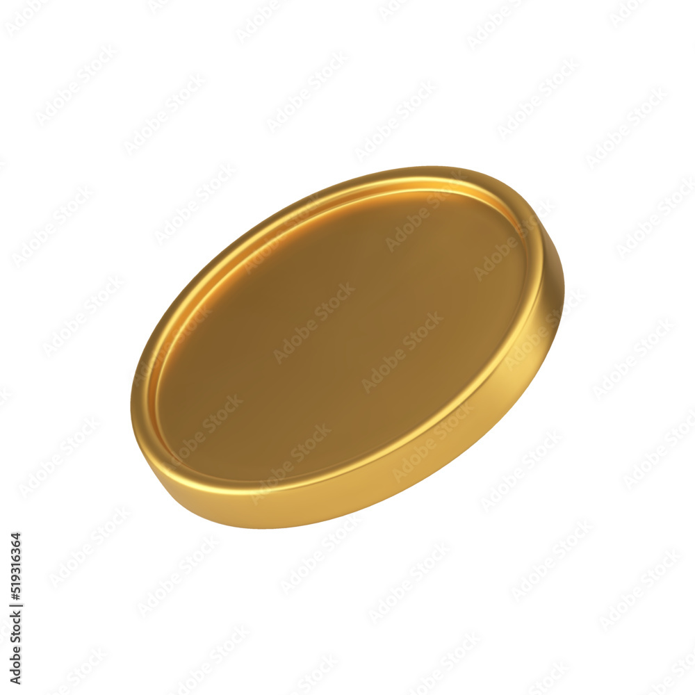 Flying currency golden coin cash money salary investment jackpot medal premium badge 3d icon vector Flying currency golden coin cash money salary investment jackpot medal premium badge 3d icon vector