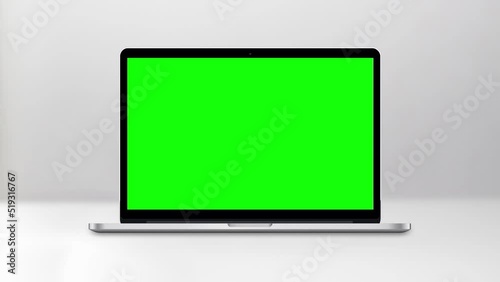 Laptop Zoom Mockup Green Screen Simple Background
