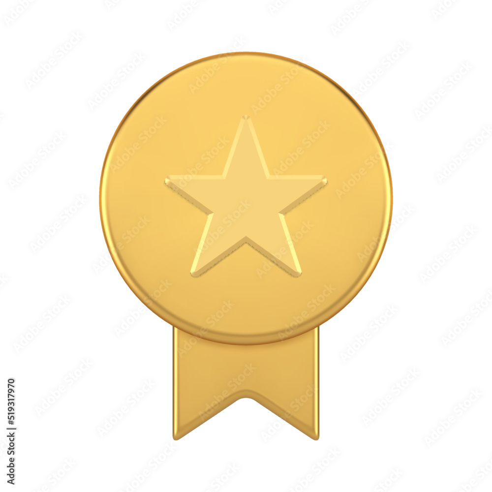 Golden award winner achievement medal ribbon badge with star realistic 3d icon vector illustration Golden award winner achievement medal ribbon badge with star realistic 3d icon vector illustration