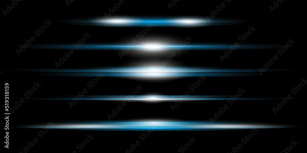 Blue horizontal lens flares pack. Laser beams, horizontal light rays.Beautiful light flares. Glowing streaks on dark background. Luminous abstract sparkling lined background. Blue horizontal lens flares pack. Laser beams, horizontal light rays.Beautiful light flares. Glowing streaks on dark background. Luminous abstract sparkling lined background.