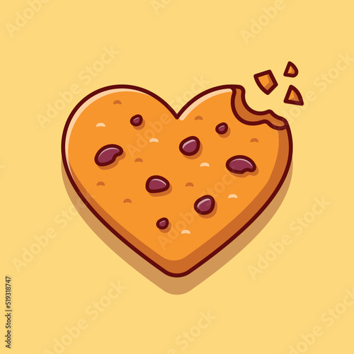 Love Chocolate Cookies Cartoon Vector Icon Illustration. 
Food Snack Icon Concept Isolated Premium Vector. Flat 
Cartoon Style