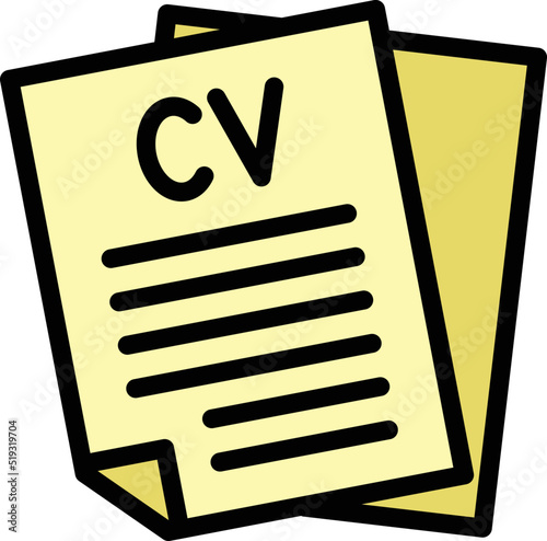 Cv document icon outline vector. Search interview. Digital resume