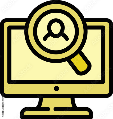 Search monitor icon outline vector. Online candidate. Career offer