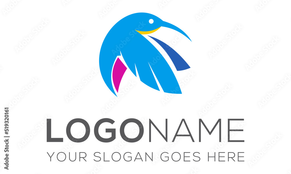 Blue Color Simple Flying Bird Logo Design Blue Color Simple Flying Bird Logo Design