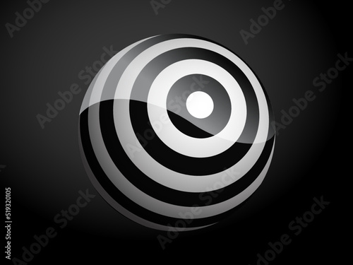 Abstract pattern cover black and white 3D ball. Vector illustration on dark background.