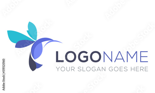 Colorful Simple Abstract Bird Hummingbird Logo Design