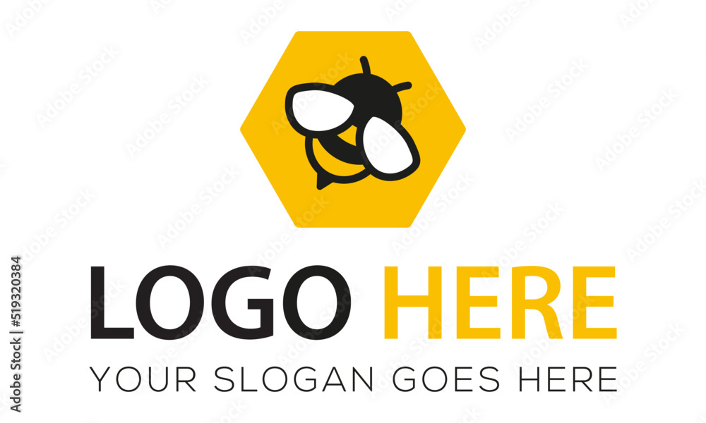 Yellow Color Bee Insect Hexagonal Logo Design Yellow Color Bee Insect Hexagonal Logo Design