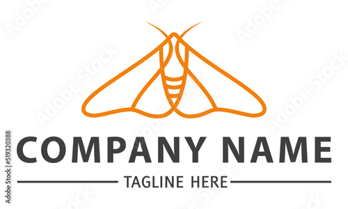 Orange Color Line Art Moth Logo Design