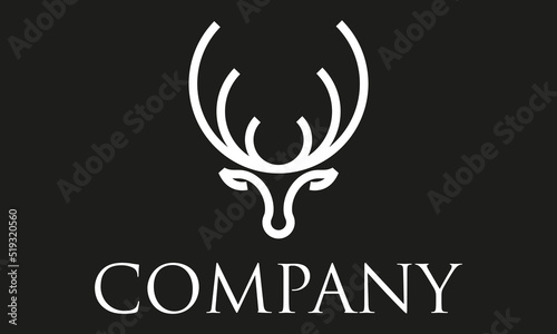 Black and White Color Vintage Line Art Deer Logo Design