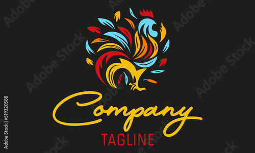 Colorful Abstract Feather Hen Logo Design