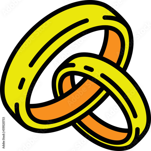 Gold rings icon outline vector. Wedding ring. Jewel gift