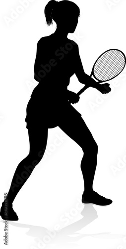 Tennis Player Woman Sports Person Silhouette