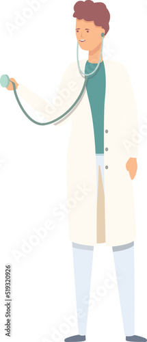 Doctor take stethoscope icon cartoon vector. Health medicine. Help treatment