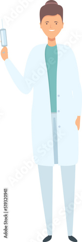 Doctor syringe icon cartoon vector. Nurse care. Medicine help
