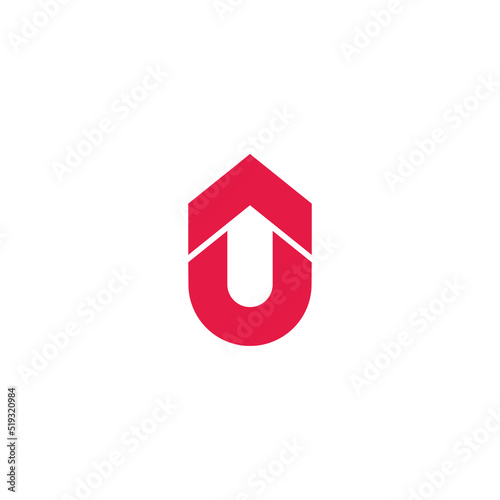 letter u simple geometric red arrow up logo vector