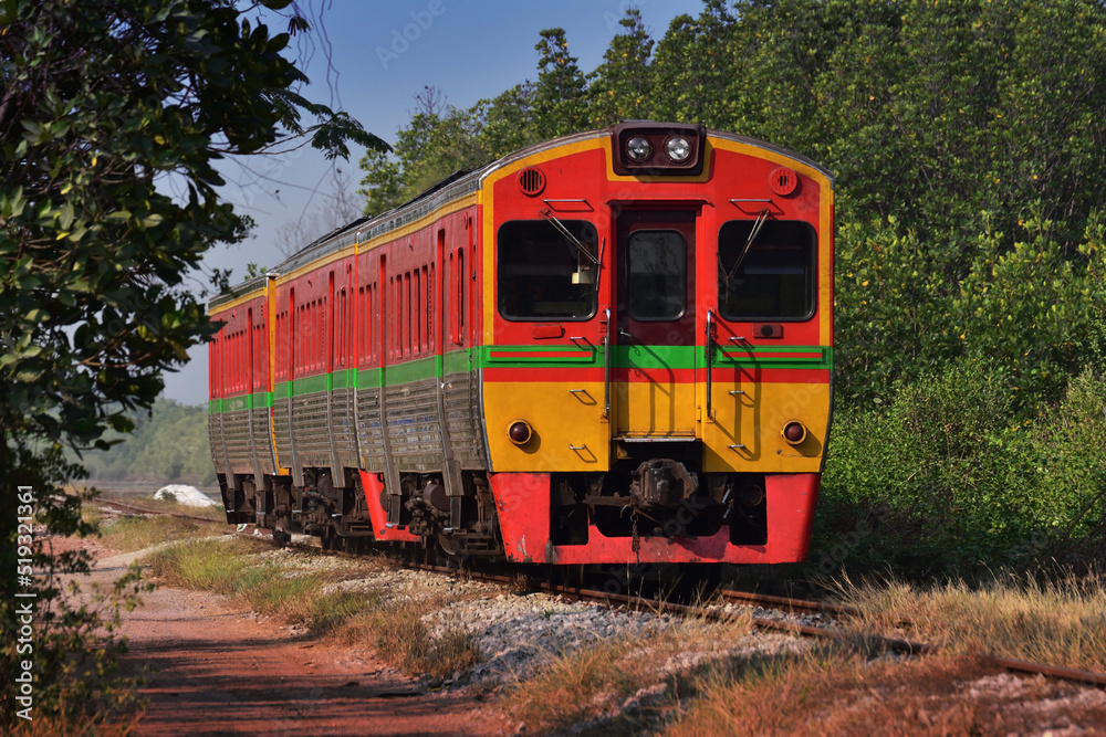 Fototapeta premium Diesel railcar on the railway 