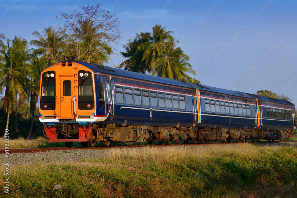 Diesel railcar on the railway 