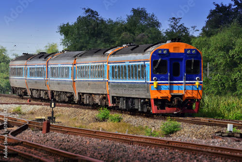 Diesel railcar on the railway 