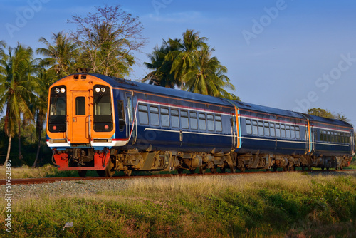 Diesel railcar on the railway 