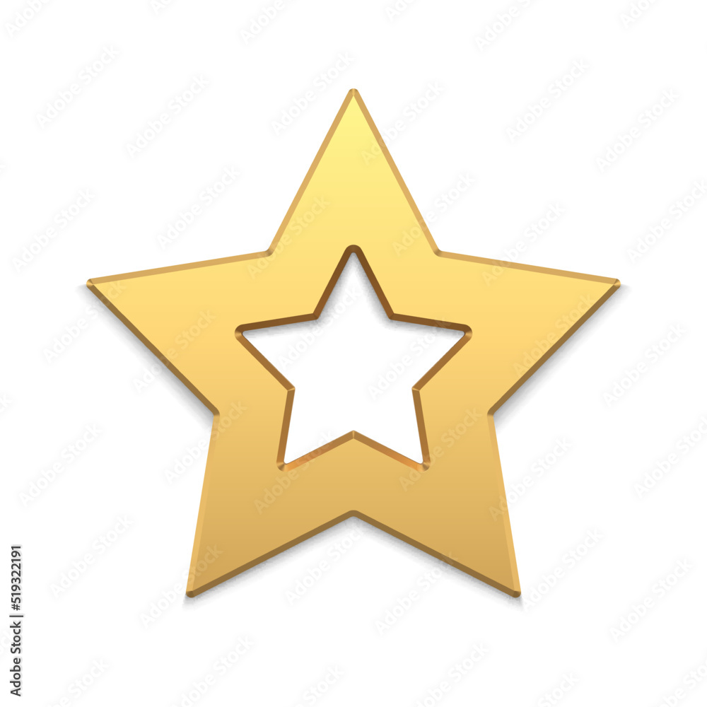 Bright luxury golden five pointed star border angled metallic surface 3d vector illustration Bright luxury golden five pointed star border angled metallic surface 3d vector illustration