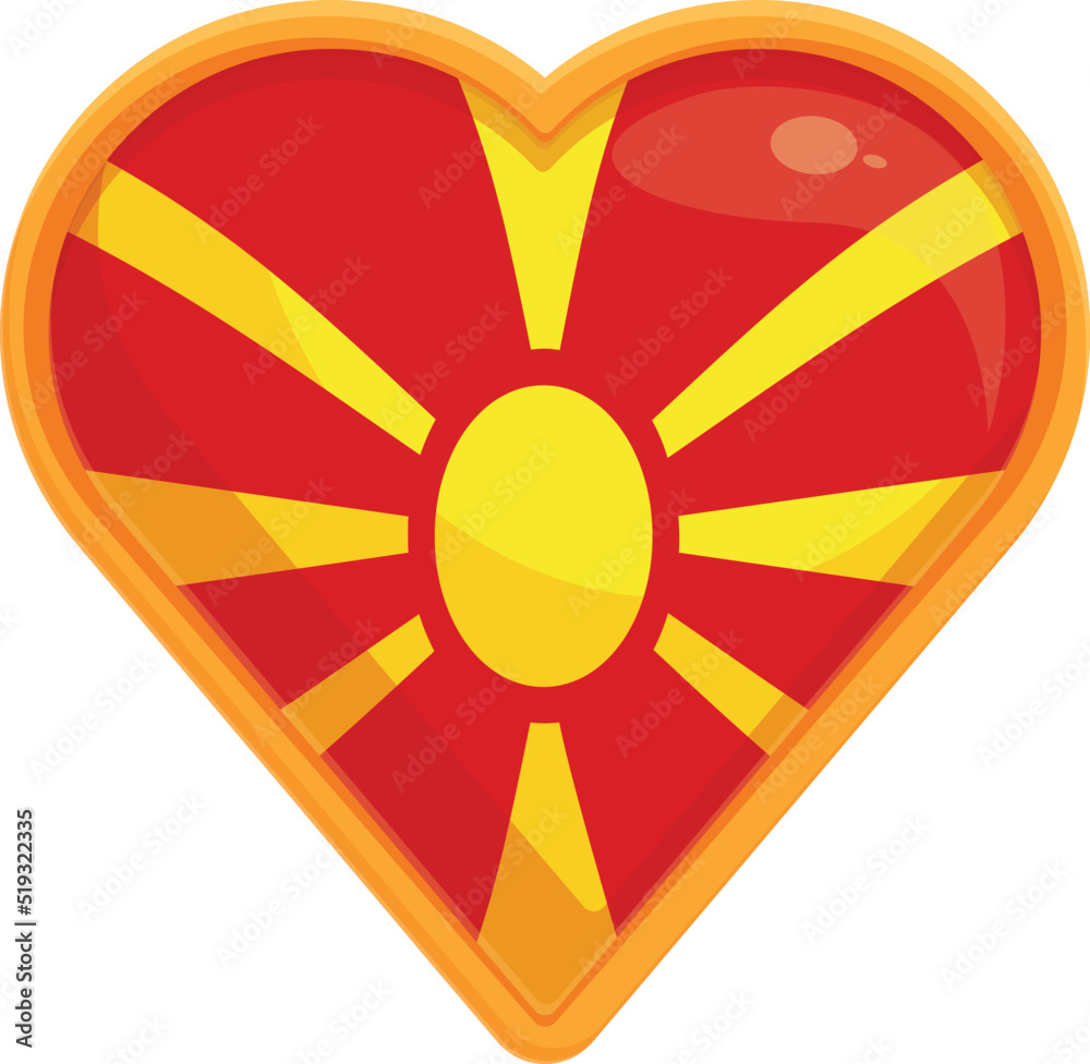 Heart macedonia flag icon cartoon vector. National travel. Future capital Heart macedonia flag icon cartoon vector. National travel. Future capital