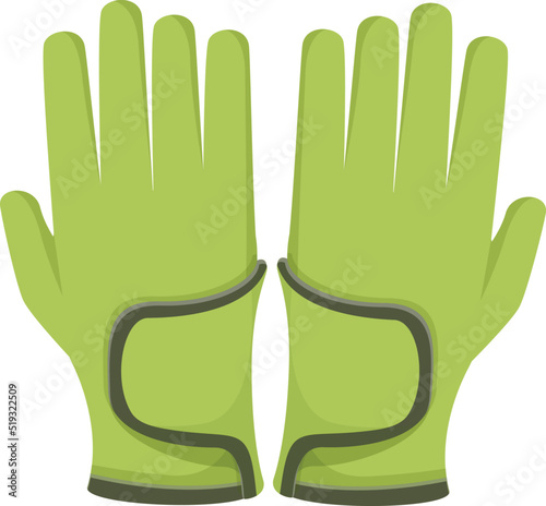 Green gloves icon cartoon vector. Safety protection. Winter ski