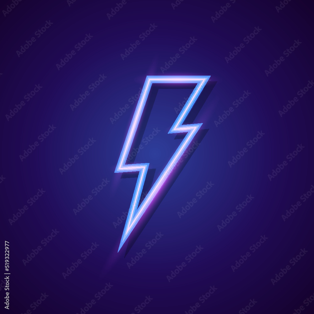 Vector energy lightning bolt logo neon style for electric power logo, wireless charging, ui, poster, t shirt. Thunder symbol. Storm pictogram. Flash light sign. Vector 10 eps Vector energy lightning bolt logo neon style for electric power logo, wireless charging, ui, poster, t shirt. Thunder symbol. Storm pictogram. Flash light sign. Vector 10 eps